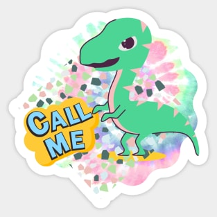 Cute Dinosaur CALL ME Sticker